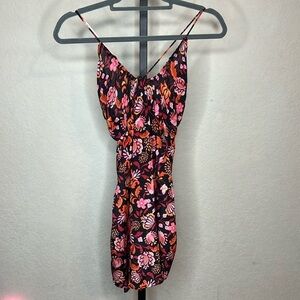 191 - Free People NWT Black Floral Spaghetti Strap Tunic Size Large